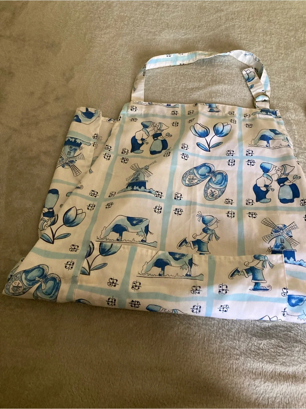 Classic Blue & White Tulip Print Kitchen Apron